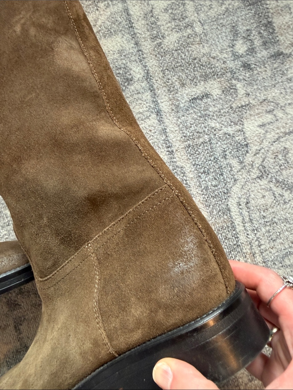 NWT Massimo Dutti Oiled Split Suede Riding Boots Khaki Brown Size EU 39 / US 8 - Picture 7 of 14